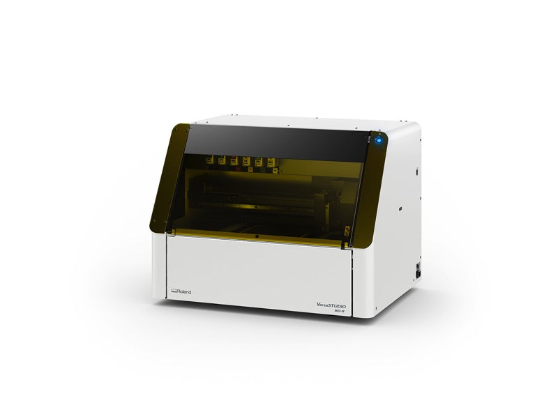 Roland BD-8 UV flatbed printer, left three-quarter view