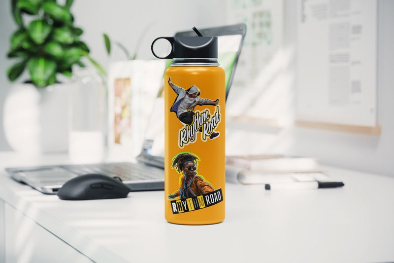 Contour-cut bottle decals produced on a Roland BN2