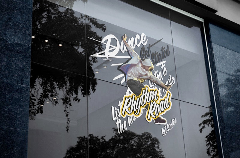 Window graphics printed and contour cut on a Roland BN2