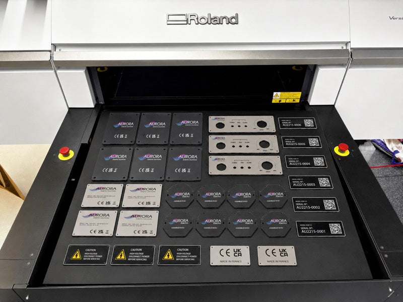Printed metal panels on the IO-300 vacuum table