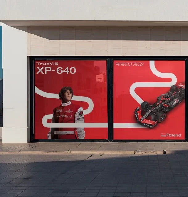 Window and floor graphics printed on the Roland XP-640