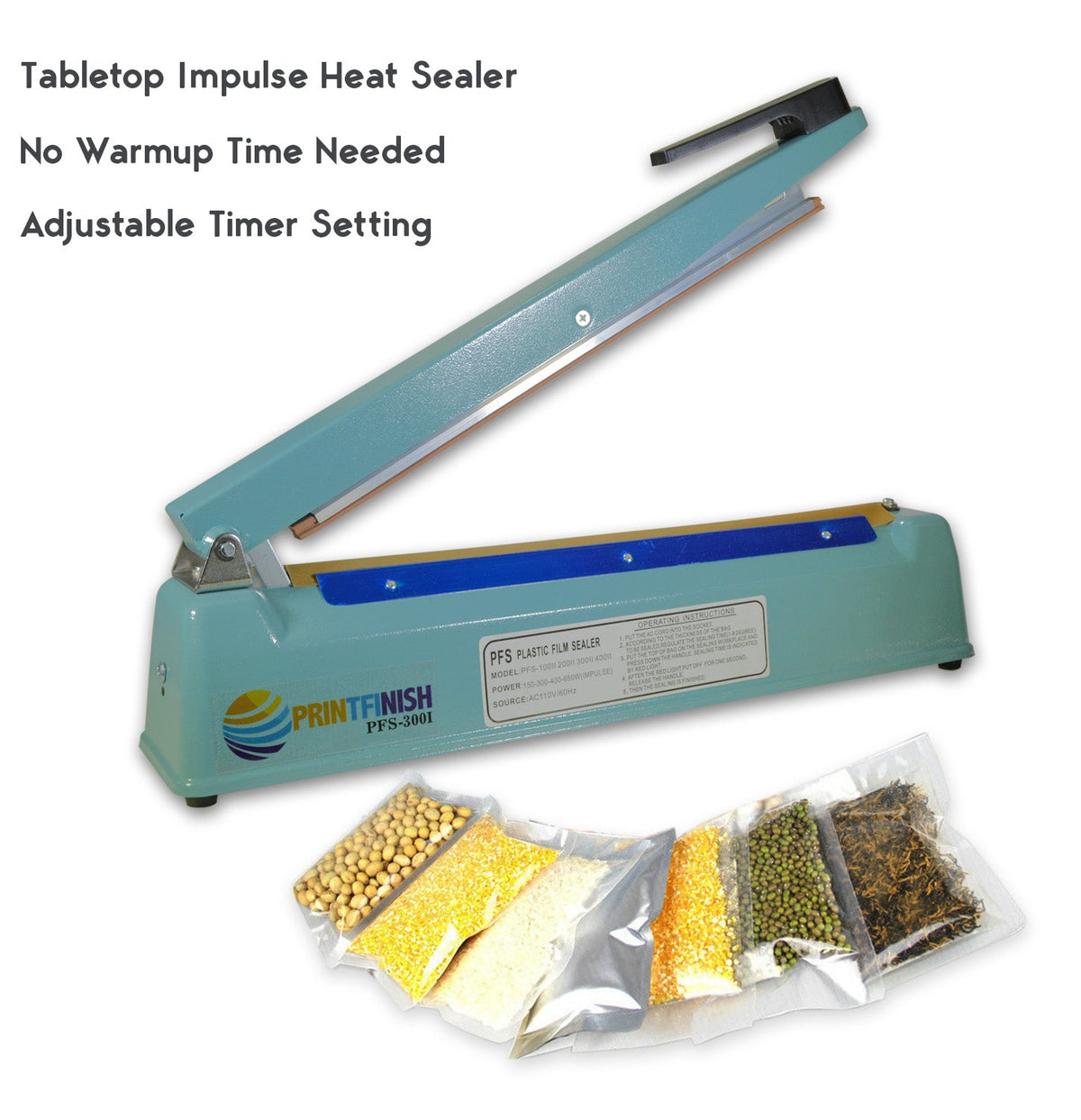 Heat sealing machine sealing a poly bag